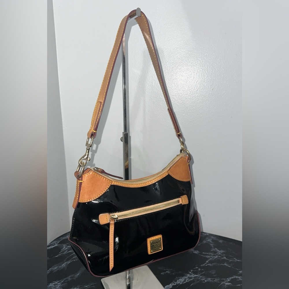 DOONEY & BOURKE Patent Small Hobo Black Shiny Patent Leather AUTHENTIC